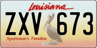 LA license plate ZXV673