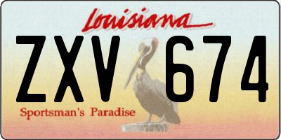 LA license plate ZXV674