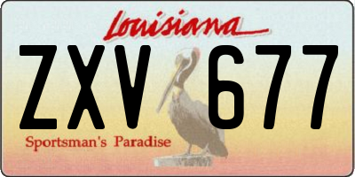 LA license plate ZXV677