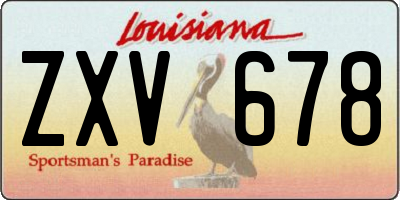 LA license plate ZXV678