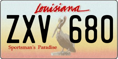 LA license plate ZXV680