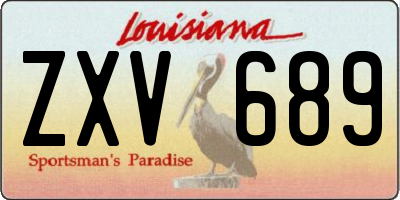 LA license plate ZXV689