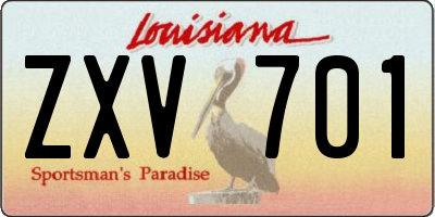 LA license plate ZXV701