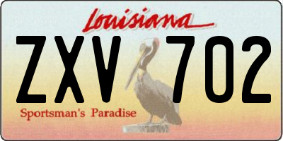 LA license plate ZXV702