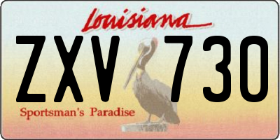 LA license plate ZXV730