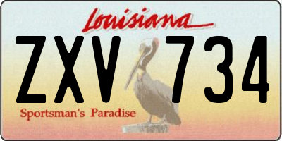 LA license plate ZXV734