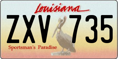 LA license plate ZXV735