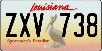 LA license plate ZXV738