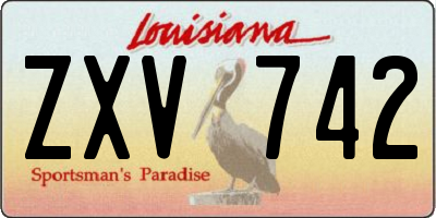 LA license plate ZXV742