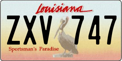 LA license plate ZXV747