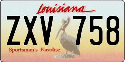 LA license plate ZXV758