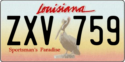 LA license plate ZXV759