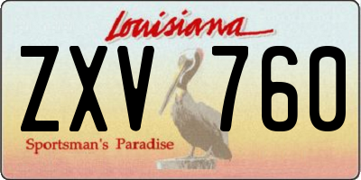 LA license plate ZXV760