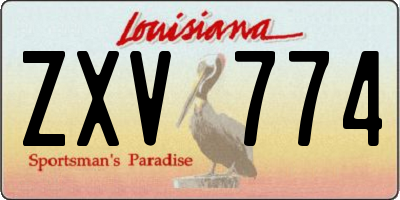 LA license plate ZXV774