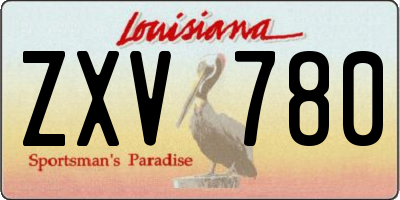 LA license plate ZXV780