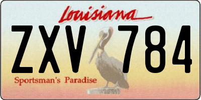 LA license plate ZXV784