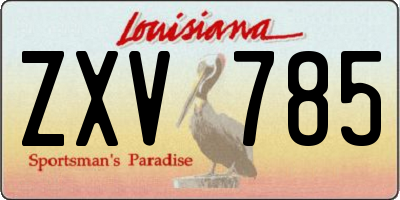 LA license plate ZXV785
