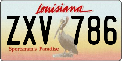 LA license plate ZXV786