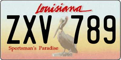 LA license plate ZXV789