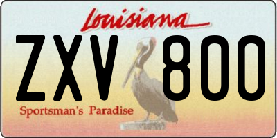 LA license plate ZXV800