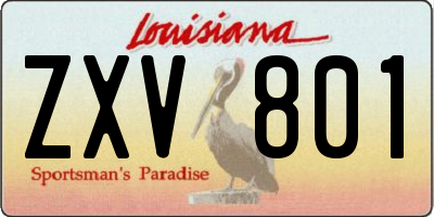 LA license plate ZXV801