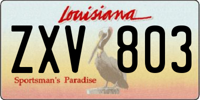 LA license plate ZXV803