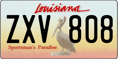 LA license plate ZXV808