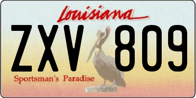 LA license plate ZXV809