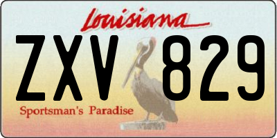 LA license plate ZXV829