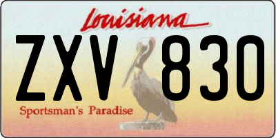 LA license plate ZXV830