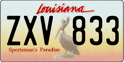 LA license plate ZXV833