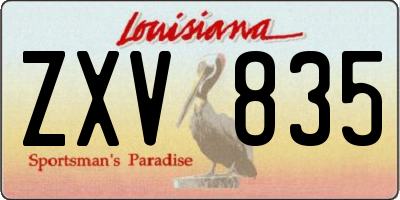 LA license plate ZXV835