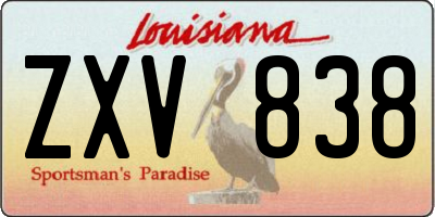 LA license plate ZXV838