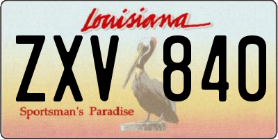 LA license plate ZXV840