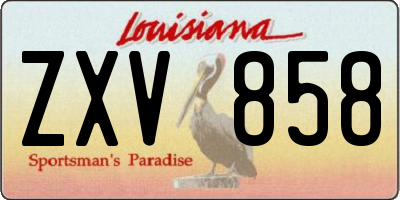 LA license plate ZXV858