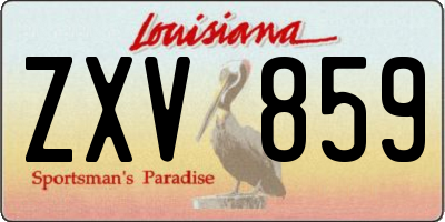 LA license plate ZXV859