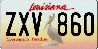 LA license plate ZXV860