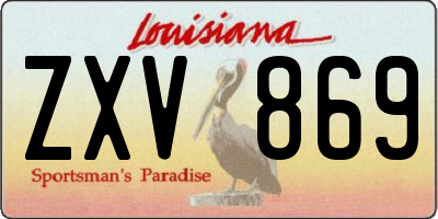 LA license plate ZXV869