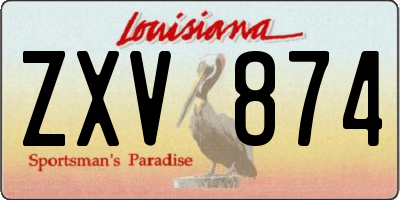 LA license plate ZXV874