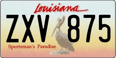 LA license plate ZXV875