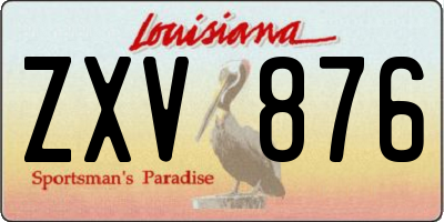 LA license plate ZXV876