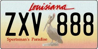 LA license plate ZXV888