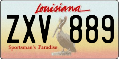 LA license plate ZXV889