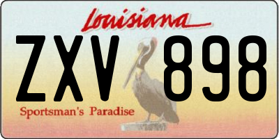 LA license plate ZXV898