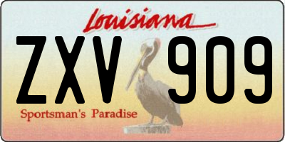 LA license plate ZXV909