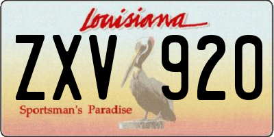 LA license plate ZXV920