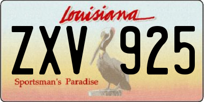 LA license plate ZXV925