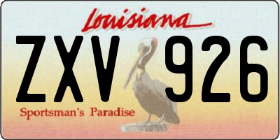 LA license plate ZXV926