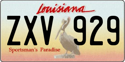 LA license plate ZXV929