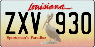 LA license plate ZXV930